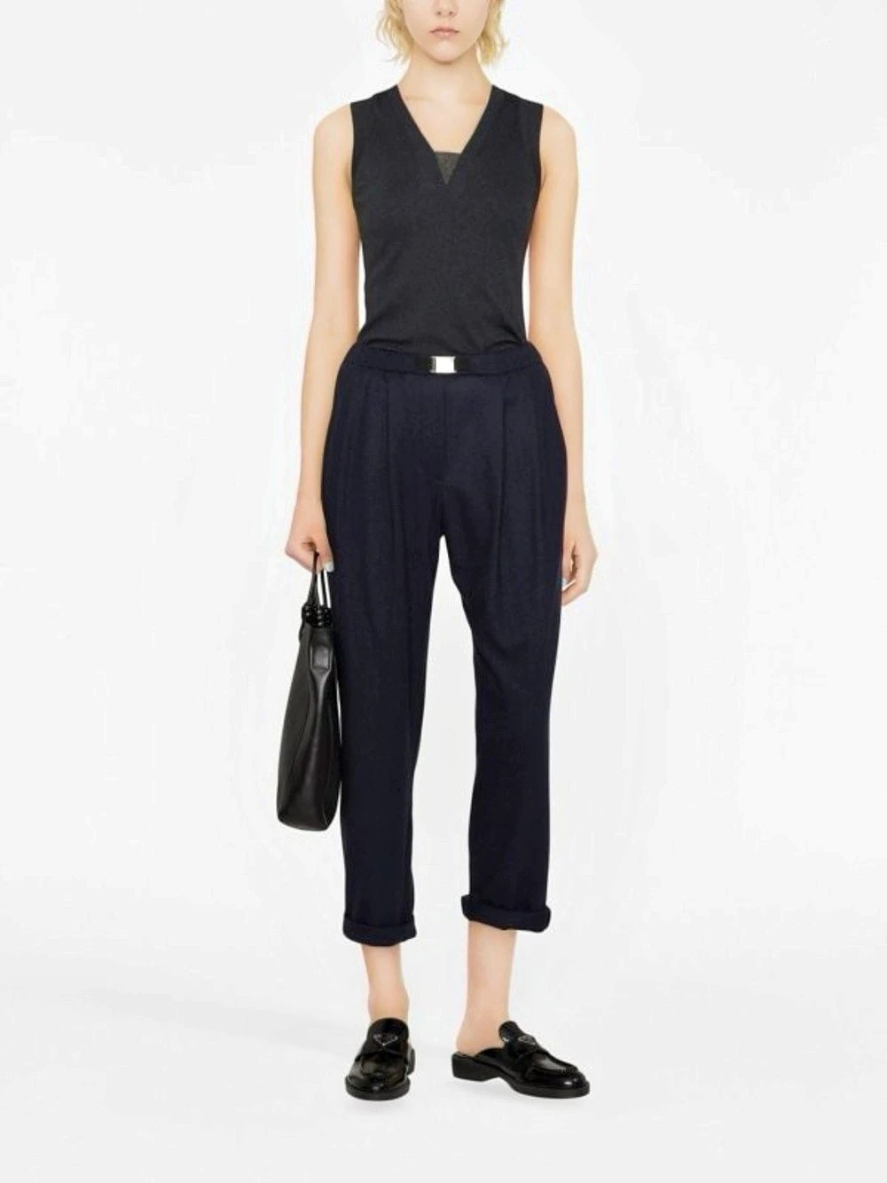 $4995 New With Tags Brunello Cucinelli 100% Cashmere Navy Blue Tailored Pants 6